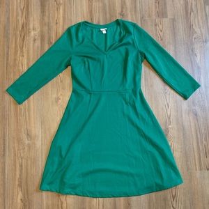 Green Merona 3/4 Sleeve V Neck Dress